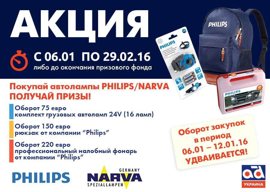 АКЦИЯ по автолампам PHILIPS/NARVA