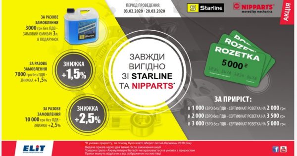 ELIT: Завжди вигідно зі STARLINE та NIPPARTS