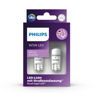 Лампи Philips Ultinon Pro6000 LED W5W допущені для використання на дорогах загального користування Німеччини.