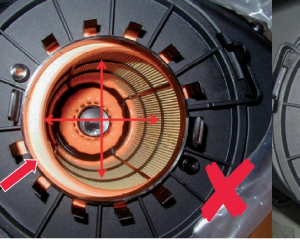 Неправильне встановлення вкладки повітряного фільтра в деяких двигунах Audi